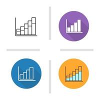 Market growth chart icon. Flat design, linear and color styles. Diagram. Business statistics graph. Isolated vector illustrations