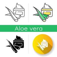 icono de crema orgánica. Cosméticos de aloe vera. loción con hierbas medicinales. belleza y dermatología. cuidado de la piel y autocuidado. producto de limpieza. Estilos lineales de color negro y rgb. ilustraciones vectoriales aisladas vector