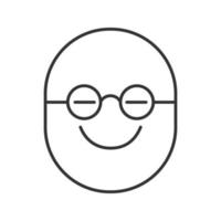 Clever smiley linear icon. Thin line illustration. Nerd face. Spectacled smart emoticon. Contour symbol. Vector isolated outline drawing