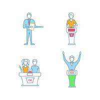 Quiz show color icons set vector