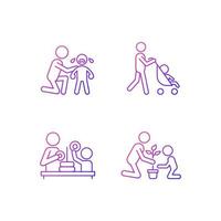 Parental involvement gradient linear vector icons set