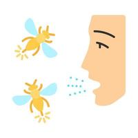 Allergies to insect stings flat design long shadow color icon vector