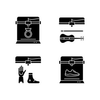 Building 3d objects process black glyph icons set on white space vector