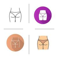 Woman's buttocks icon. Flat design, linear and color styles. Butt. Isolated vector illustrations