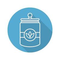 Tea and herbs jar flat linear long shadow icon. Vector outline symbol