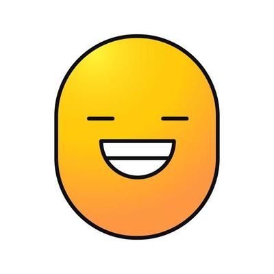 Laughing smile color icon. Happy face with broad smile and open eyes. Isolated vector illustration