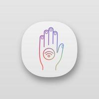 NFC sticker on hand app icon vector