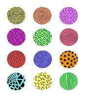 Round shape abstraction hand drawn icons. Vector silhouette of lines and geometric shapes.