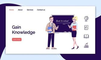 Educational service landing page template. Professional teachers and educators website interface idea with flat illustrations. School tutors homepage layout. Web banner, webpage cartoon concept vector