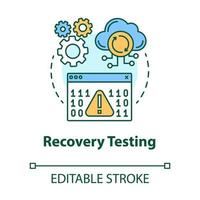 Recovery testing concept icon. Software development managment idea thin line illustration. Crash test. Program workflow, app perfomance. IT project. Vector isolated outline drawing. Editable stroke