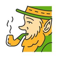 Leprechaun with pipe color icon vector