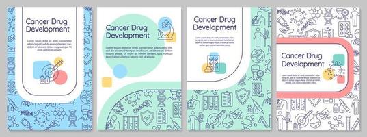 Cancer drug development brochure template. Pharmacology. Oncology treatment. Flyer, booklet, leaflet print design with linear icons. Vector layouts for magazines, annual reports, advertising posters