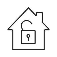 Unlocked house linear icon. Home protection. Thin line illustration. House with open padlock inside. Contour symbol. Vector isolated outline drawing