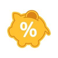 Penny piggy bank with percent color icon vector