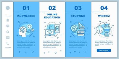 Gaining knowledge onboarding mobile web pages vector template