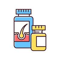 Pills RGB color icon. Vitamin supplement for healthy hair growth. Dermatology. Medical drug for alopecia. Hairloss problem treatment. Pharmaceutical haircare. Isolated vector illustration