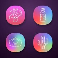 Cactuses app icons set vector