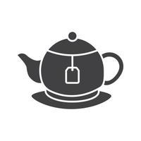 Tea brewing icon. Silhouette symbol. Teapot with label. Negative space. Vector isolated illustration