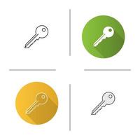 Key icon. Flat design, linear and color styles. Isolated vector illustrations