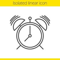 Ringing alarm clock linear icon. Thin line illustration. Contour symbol. Vector isolated outline drawing