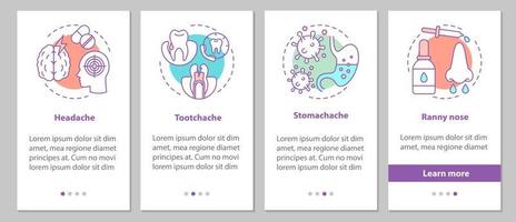 Sicknesses onboarding mobile app page screen with linear concepts vector