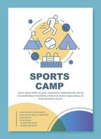 Sports championship bootcamp, brochure template layout. Flyer, booklet, leaflet print design with linear illustrations. Vector page layouts for magazines, annual reports, advertising posters