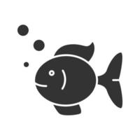 icono de glifo de peces de acuario. acuicultura. mascota de pecera. símbolo de silueta. espacio negativo. vector ilustración aislada