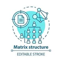 Matrix corporate structure concept icon. Company top management idea thin line illustration. Workflow organization. Staff interaction. Vector isolated drawing. Editable stroke