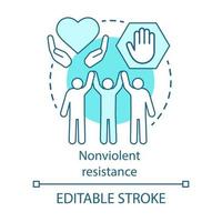 Nonviolent resistance concept icon. Peaceful political protest, public rally, pacifism idea thin line illustration. Protesters, activists holding hands vector isolated outline drawing. Editable stroke