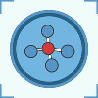 Molecule color icon. Molecular structure model. Isolated vector illustration