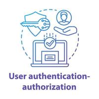 User authentication-authorization concept icon. Software development kit idea thin line illustration. Data encryption. Privacy protection. Application management. Vector isolated outline drawing