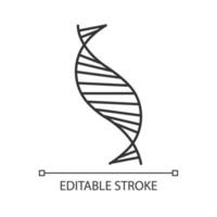 DNA spiral strand linear icon. Deoxyribonucleic, nucleic acid helix stripes. Molecular biology. Genetic code. Thin line illustration. Contour symbol. Vector isolated outline drawing. Editable stroke