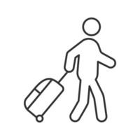 Person with baggage linear icon vector