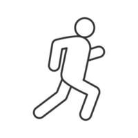 Running man linear icon. Escape. Thin line drawing. Jogging. Contour symbol. Isolated vector illustration