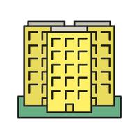 Multi-storey building color icon. Apartment house. Tower block. Isolated vector illustration