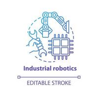 Industrial robotics blue gradient concept icon. Building technology idea thin line illustration. Types of robots. Computer machine constructing. Vector isolated outline drawing. Editable stroke