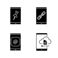 conjunto de iconos de glifo de teléfono inteligente vector