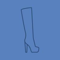 Women's high boot linear icon. Thin line outline symbols on color background. Vector illustration