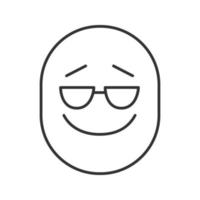 Cool smile linear icon. Thin line illustration. Face with sunglasses. Contour symbol. Vector isolated outline drawing