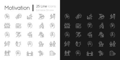 Motivation linear icons set for dark and light mode vector
