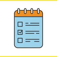 To do list color icon. Notebook with tick mark. Notepad. Isolated vector illustration