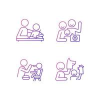 Effective parenting style gradient linear vector icons set