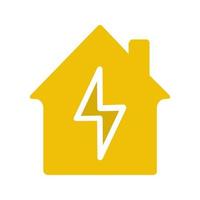 Home electrification glyph color icon. Electric utilities. House with lightning bolt inside. Silhouette symbol on white background. Negative space. Vector illustration