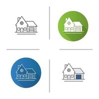 Cottage icon. Flat design, linear and color styles. Family house. Residence. Isolated vector illustrations