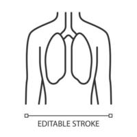 Healthy lungs linear icon. Organ in good health. Functioning pulmonary system. Wholesome respiratory health. Thin line illustration. Contour symbol. Vector isolated outline drawing. Editable stroke