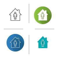 Tenant, resident, owner icon. Flat design, linear and glyph color styles. Private property. Isolated vector illustrations