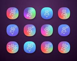 Chatbots app icons set vector