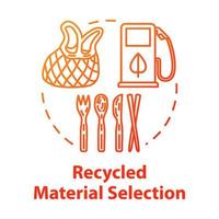 Recycled material selection concept icon. Environment protection. Garbage disposal and reuse. Natural resource. Eco products idea thin line illustration. Vector isolated outline RGB color drawing