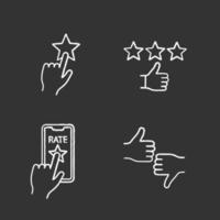 Rating chalk icons set vector