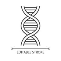 DNA helix linear icon. Deoxyribonucleic, nucleic acid structure. Chromosome. Molecular biology. Genetic code. Thin line illustration. Contour symbol. Vector isolated outline drawing. Editable stroke